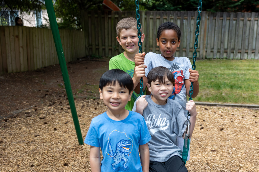 SCS Pre-Kindergarten students playing on Pre-K playground